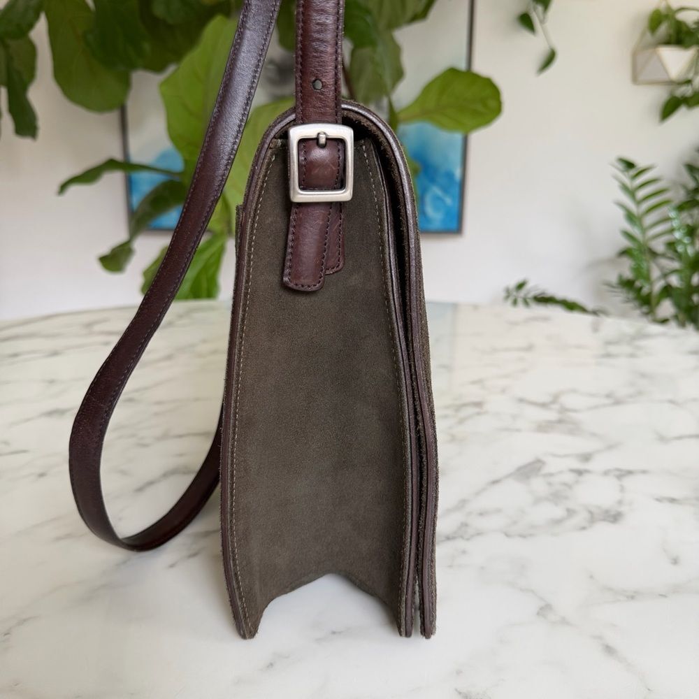 COACH Vintage Monterrey Flap Suede Crossbody Bag Loden Olive Green 6148 90's Y2K - Picture 3 of 16